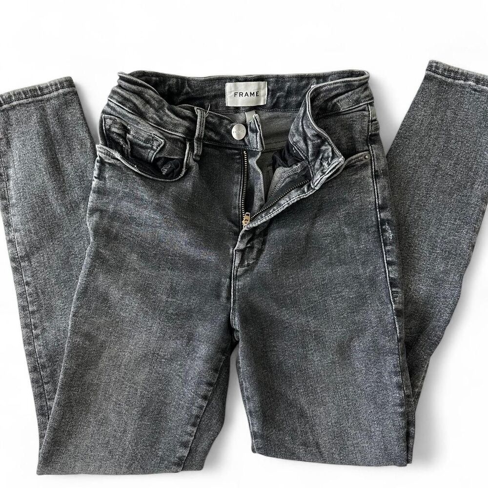 Frame Black Skinny Denim Jeans Size 1 Dark Wash